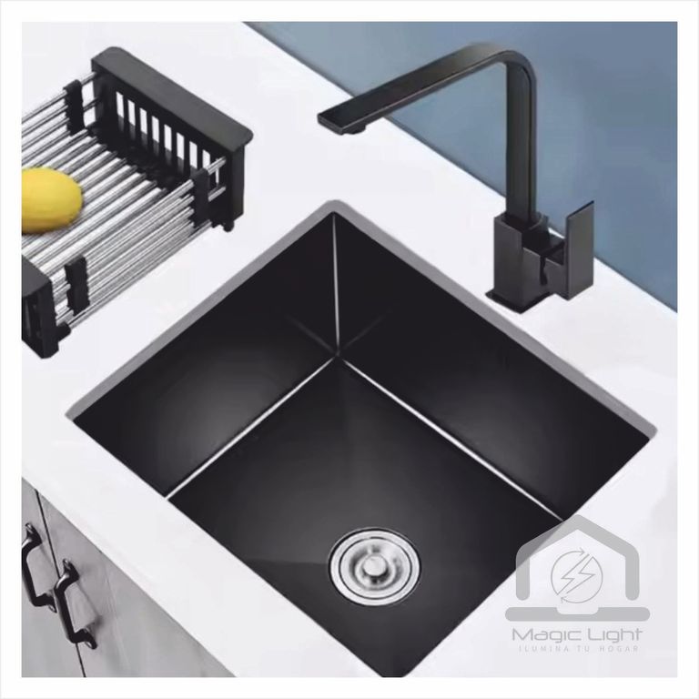Lavadero de Cocina Acero Inoxidable 1 Poza Negro 45x45 cm