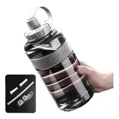 TIOZONEY - HAR Bote de agua 2 litros botella para agua deportiva portatil color gris