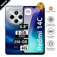 REDMI - Celular Xiaomi 14C 8GB 256GB - 50MP Cámara Dual SIM - Starry Blue