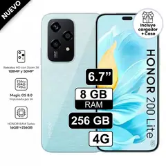 HONOR - Celular Libre 200 Lite 6.7" 256GB 8GB RAM Azul