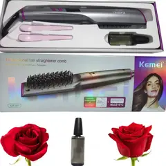 KEMEI - Cepillo Alisador con Aeite de Rosas