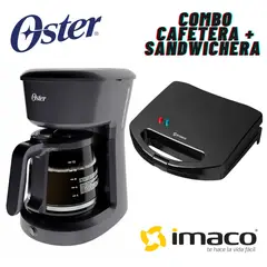 OSTER - Combo Cafetera BVSTDCS121B + Sandwichera Imaco Ist 101N Negro