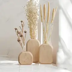 BOSQUE INVERNAL DECORACION ECO ALTERNATIVA - Floreros en madera juego de tres piezas