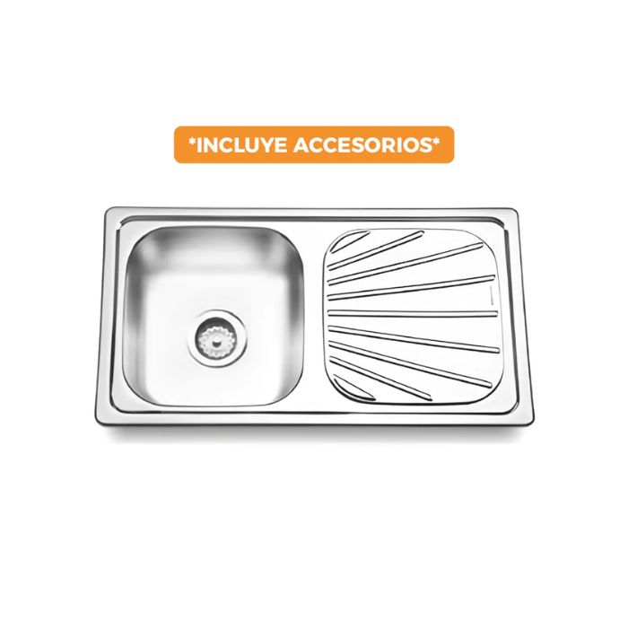 LAVADERO DE COCINA ACERO CON ESCURRIDOR SATINADO LD-7540
