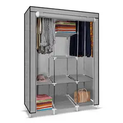 OEM - Ropero Armable de Tela Armario de 3 Cuerpos con 8 Divisiones Gris