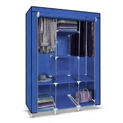 OEM - Ropero Armable de Tela Armario de 3 Cuerpos con 8 Divisiones Azul