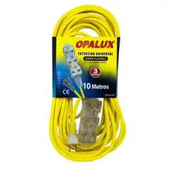 OPALUX - EXTENSIÓN TOMA CORRIENTE CON 3 TOMAS 10 METROS OP-FL1210