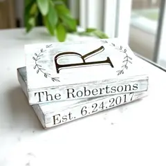 BOSQUE INVERNAL DECORACION ECO ALTERNATIVA - Libros de madera personalizados dos piezas