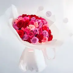 GENERICO - Ramo Rosa Celestial - 50 rosas rojas, melones, lilas y rosados