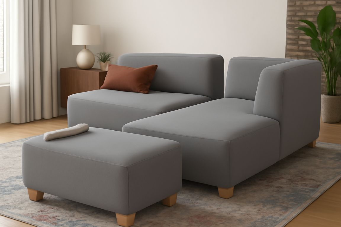 Seccional Sienna - Gris + Banqueta de Regalo