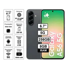 SAMSUNG - Celular Samsung Galaxy A56 5G 256GB 8GB RAM Color Negro