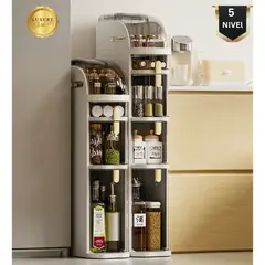 GENERICO - Organizador Estante Funcional Luxury 5 Niveles Blanco con Ruedas