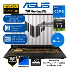 ASUS - Laptop ASUS TUF Gaming F16 Intel Core i7 RAM 16 GB SSD 512 GB 16" WUXGA Windows 11 PRO
