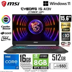 MSI - Laptop Gamer CYBORG 15 A13VFK Intel Core i7-13620H 16GB DDR5 RAM 512GB SSD RTX 4060-6GB