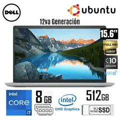 DELL - Laptop Inspion 15 3520 (C3P56) Intel Core i7-1255U 8GB RAM 512GB SSD 15.6" FHD UBUNTU - Silver