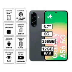 SAMSUNG - Celular Galaxy A56 5G 12GB RAM 256GB Color Negro