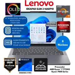 LENOVO - Laptop Lenovo IdeaPad Slim 3 AMD Ryzen 7 RAM 16 GB SSD 512 GB 14" OLED WUXGA Windows 11
