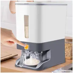 INSPIRA MARKET - Dispensador de Arroz y Menestras para Cocina 10 Kg Gris