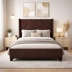 BARAKA HOME - Base de Cama Luton + Cabecera Emperatriz Aura 2 Plz - Chocolate