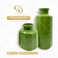 CONCEPT - SET FLOREROS VERDES CERAMICA
