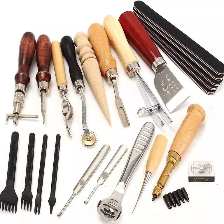Kit 18 Pcs Herramientas Cuero Pieles Artesania Profesiona