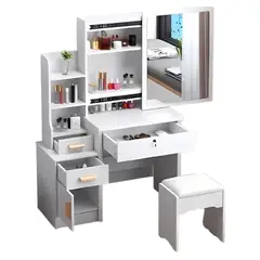 GENERICO - Tocador de 4 Cajones con Sillón Premium Blanco