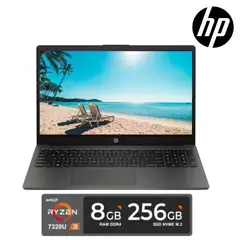 HP - Laptop 255 G10 AMD Ryzen 3 -7330U 8GB RAM 256GB SSD 15.6" HD Windows 81U53LT - Negro
