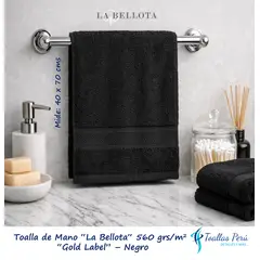 LA BELLOTA - Toalla Mano Negra 560 grs 40×70 cm marca: "La Bellota" Gold Label