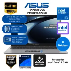 ASUS - Laptop ASUS ExpertBook Intel Core 5 (P1503CVA-S72389) RAM 8 GB SSD 512 GB 15.6"FHD Windows 11 PRO