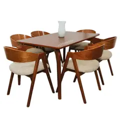 ALTO HOGAR - Juego De Comedor Azalu 6 Sillas Beige Madera Tornillo