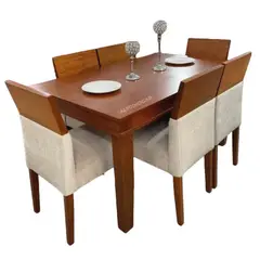 ALTO HOGAR - Juego De Comedor Tailandia 6 Sillas Beige Madera Tornillo