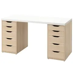 MUEBLES CRISOSTOMO - Escritorio de Melamina Moderno Blanco Malva 140cm