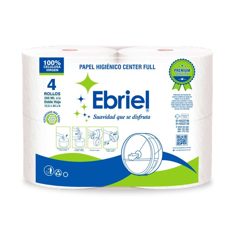 Papel Higiénico Center Pull Blanco Ebriel x 250 mt.