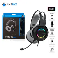 ANTRYX - AUDIFONO C/MICROFONO IRIS-K GRAY, 7.1 VIRTUAL, USB
