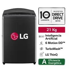 LG - Lavadora 21Kg AI DD Carga Superior Negro Plateado
