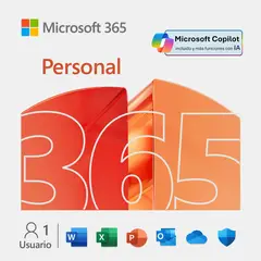 MICROSOFT - OFFICE 365 PERSONAL 1 USUARIO + IA COPILOT LICENCIA VIRTUAL