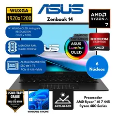 ASUS - Laptop ASUS Zenbook AMD Ryzen AI 7 RAM 16 GB SSD 1 TB 14" WUXGA Windows 11 HOME