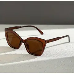 GENERICO - Lentes Gafas De Sol Retro Con Forma De Ojo De Gato Marrón