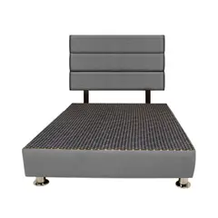 MUEBLES MACRUMO - Cama + Cabecera Moty con tela antifluida de 2Plz color Gris Oscuro