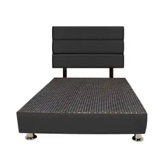 MUEBLES MACRUMO - Cama + Cabecera Moty con tela antifluida de 2Plz color Negro