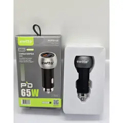 EWTTO - CARGADOR PARA CARRO 2 PORT USB/ PD 65W