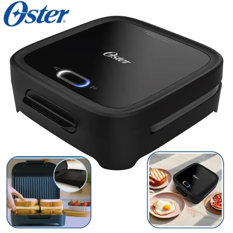 Sandwichera Oster Compacta Con Platos Hondos Ckstsm400 Negro