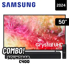 SAMSUNG - TELEVISOR 50 SMART TV TIZEN OS 4K CRYSTAL UHD LED - UN50DU7000GXPE + SOUNDBAR C400