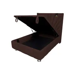 BH BARAKA HOME PREMIUM - Box Espacio Nube + Cabecera Emperatriz Lecco 1.5 Plz - Chocolate