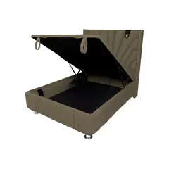 BH BARAKA HOME PREMIUM - Box Espacio Nube + Cabecera Emperatriz Lecco 1.5 Plz - Beige Oscuro