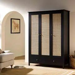 R&R MUEBLES - Ropero Vintage Mumnu Negro 3 Puertas