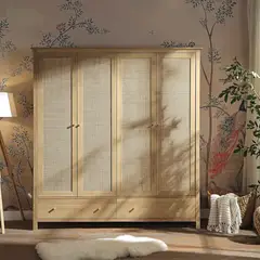 R&R MUEBLES - Ropero Vintage Mumnu Marrón 4 Puertas