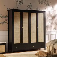 R&R MUEBLES - Ropero Vintage Mumnu Negro 4 Puertas