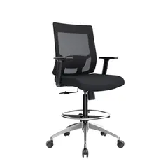 OFIDEAS - Silla Cajero Ergonómica Con Apoyabrazos Radius Negro Aluminio Ofideas
