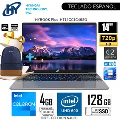 HYUNDAI - Laptop Hybook Plus HT14CC1C46SG Intel Celeron N4020 4GB RAM 125GB SSD 14" HD + Mochila